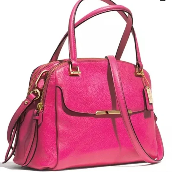 Coach Madison Pink Leather & Gold Crossbody strap & Colorful Tassel & Chain) - Picture 11 of 12